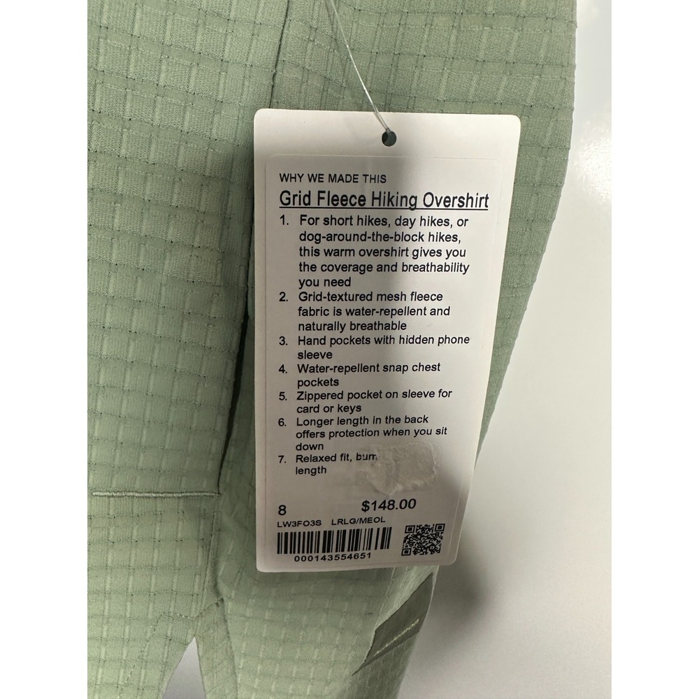 Lululemon Grid Fleece Hiking Overshirt Laurel Green Medium Olive LW3FO3S Size 8 - Picture 7 of 14